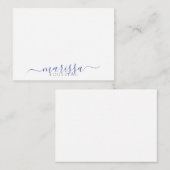 De Correspondance Élégant script moderne Monogramme bleu Nom Carte d (Devant / Derrière)