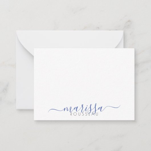 De Correspondance Élégant script moderne Monogramme bleu Nom Carte d (Devant)
