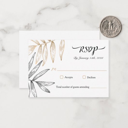 De Correspondance Elégant Tropical Greenery Wedding Carte RSVP (Devant/Arrière en situation)