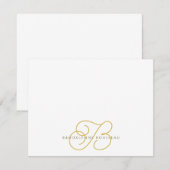 De Correspondance Élégante carte à note plat Monogramme Or (Devant / Derrière)
