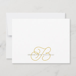 De Correspondance Élégante carte à note plat Monogramme Or