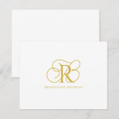 De Correspondance Élégante carte à note plat Monogramme Or (Devant / Derrière)