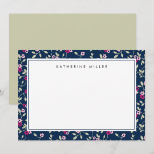 De Correspondance Elégante carte florale rose marine