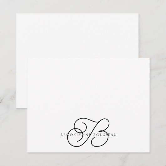 De Correspondance Élégante carte Monogram Flat Note (Devant / Derrière)