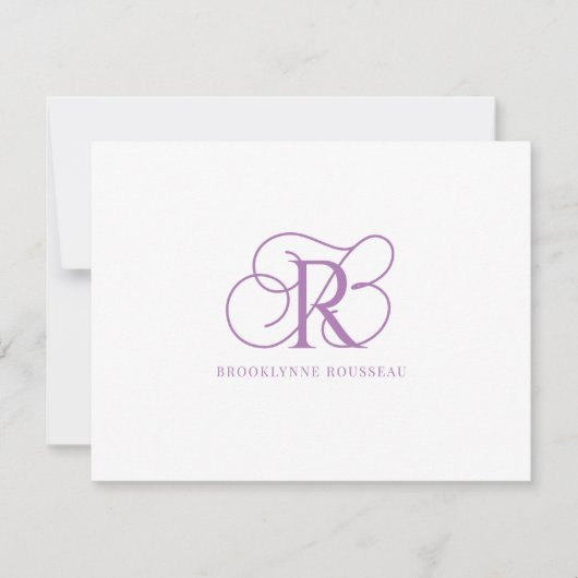 De Correspondance Élégante carte Monogram Lavender (Devant)