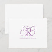 De Correspondance Élégante carte Monogram Lavender (Devant / Derrière)