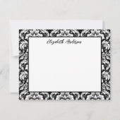 De Correspondance Elégante carte Noir Blanc Damas (Devant)