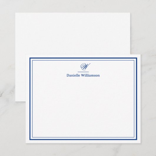 De Correspondance Élégante carte plate à double bordure monogramme b (Devant / Derrière)