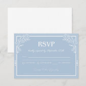 De Correspondance Elégante carte RSVP Floral Bleu (Devant / Derrière)