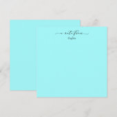 De Correspondance Elégante carte simple "A Note From" en Aqua (Devant / Derrière)
