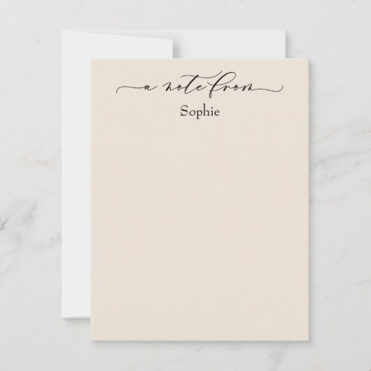 De Correspondance Élégante carte simple "A Note From" en crème (Devant)