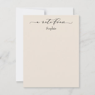 De Correspondance Élégante carte simple "A Note From" en crème