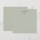 De Correspondance Élégante carte simple "A Note From" en Sage Green (Devant / Derrière)