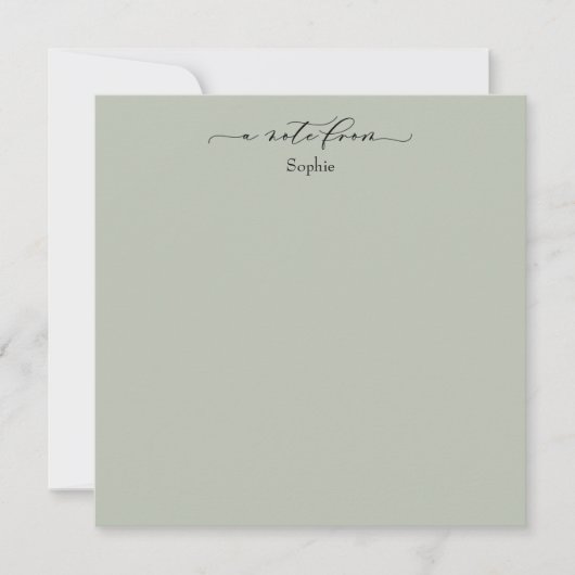 De Correspondance Élégante carte simple "A Note From" en Sage Green (Devant)