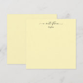 De Correspondance Élégante "Note De" Carte Simple Pale Jaune (Devant / Derrière)