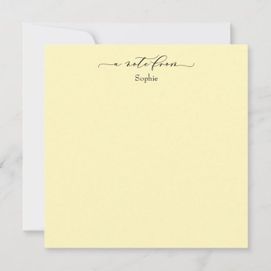 De Correspondance Élégante "Note De" Carte Simple Pale Jaune (Devant)