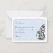 De Correspondance Eléphants gris carte à note plat personnalisée (Dos)