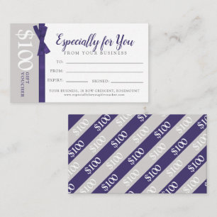 De Correspondance Entreprise gris violet foncé $100 carte cadeau