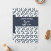 De Correspondance Félicitations Douche ou Carte Mariage Bleu Tan (Devant/Arrière en situation)