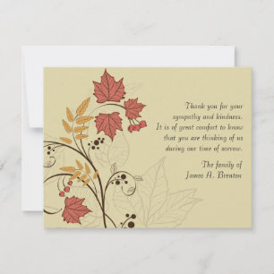 De Correspondance Feuilles d'automne Bereavement Merci Carte pour no