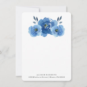 De Correspondance Fleurs Indigo Carte papier à lettres personnalis