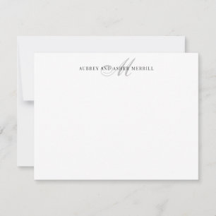 De Correspondance Gris Script Monogramme Moderne Stationnote Carte