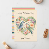 De Correspondance Heureuse Sainte-Valentin Carte photo d'aquarelle o (Devant/Arrière en situation)