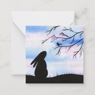 De Correspondance Jolie Bunny & Bird Watercolor Carte Silhouette