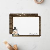 De Correspondance Lanterne et Fleurs Rustique Remercier Carte Note (Devant/Arrière en situation)