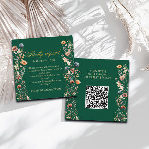 De Correspondance Lettres d'or Fleur sauvage Code QR Mariage Carte R