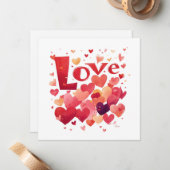 De Correspondance Love and Hearts Carte Saint Valentin (Devant/Arrière en situation)