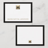 De Correspondance Luxe Carte pour notes Monogramme noir et or (Devant / Derrière)