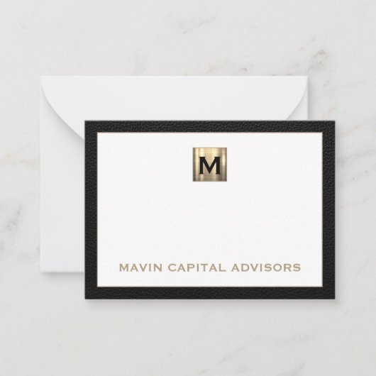 De Correspondance Luxe Carte pour notes Monogramme noir et or (Devant)