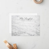 De Correspondance Marbre blanc moderne Luxe Designer Carte pour note (Devant/Arrière en situation)