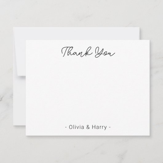 De Correspondance Mariage Merci Chic moderne blanc plat carte à note (Devant)