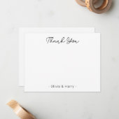 De Correspondance Mariage Merci Chic moderne blanc plat carte à note (Devant/Arrière en situation)