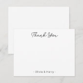 De Correspondance Mariage Merci Chic moderne blanc plat carte à note (Devant / Derrière)