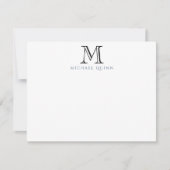 De Correspondance Masculine Noir Initiales Nom Carte Monogramme Note (Devant)