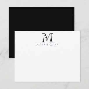 De Correspondance Masculine Noir Initiales Nom Carte Monogramme Note