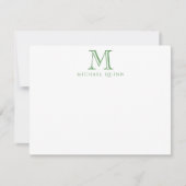 De Correspondance Masculine Paraphe Vert Nom Carte Monogramme Note (Devant)