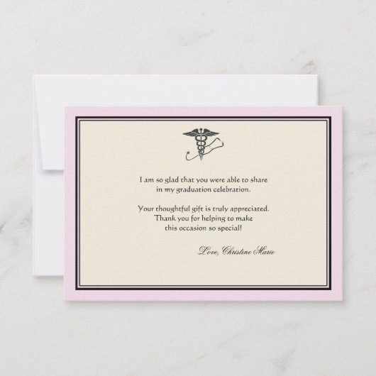 De Correspondance MD Graduation Merci rose Carte pour notes (Devant)
