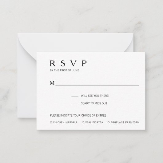De Correspondance Mini carte RSVP Mariage moderne simple (Devant)
