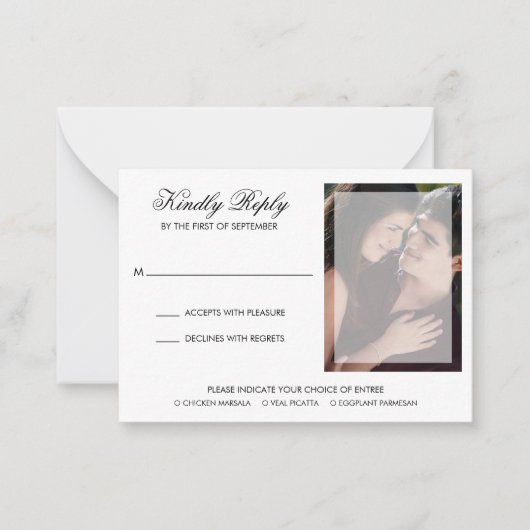 De Correspondance Mini carte RSVP Mariage photo design moderne (Devant)