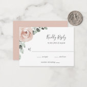 De Correspondance Mini carte RSVP Rose rose Floral Dusty (Devant/Arrière en situation)