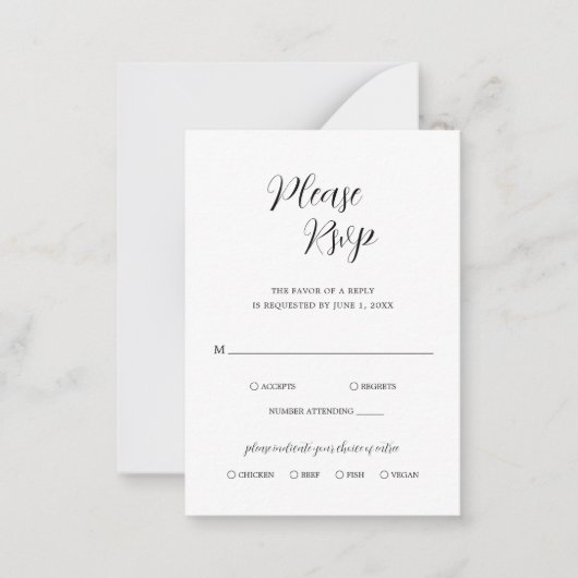 De Correspondance Mini carte RSVP simple Mariage contemporain (Devant)