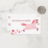 De Correspondance Mini Carte Saint Valentin Unicorne Rose avec Coeur (Devant/Arrière en situation)