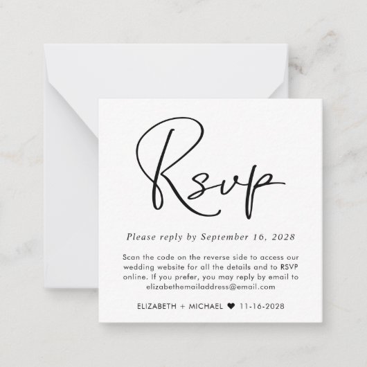 De Correspondance Minimal moderne site Mariage QR Code carte RSVP (Devant)