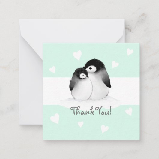 De Correspondance Mint Heart Penguin Merci Carte pour notes (Devant)