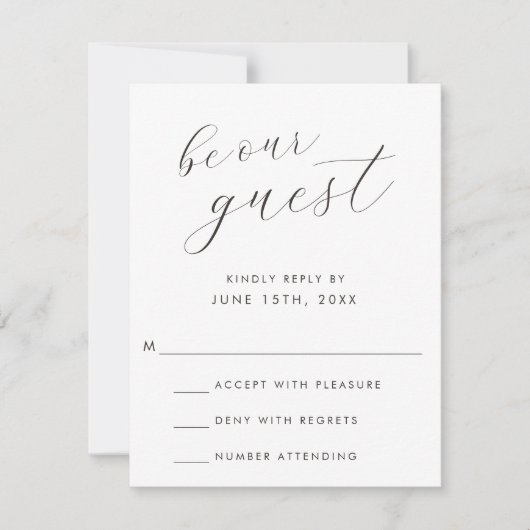 De Correspondance Modern Be Our Guest Wedding Carte RSVP (Devant)