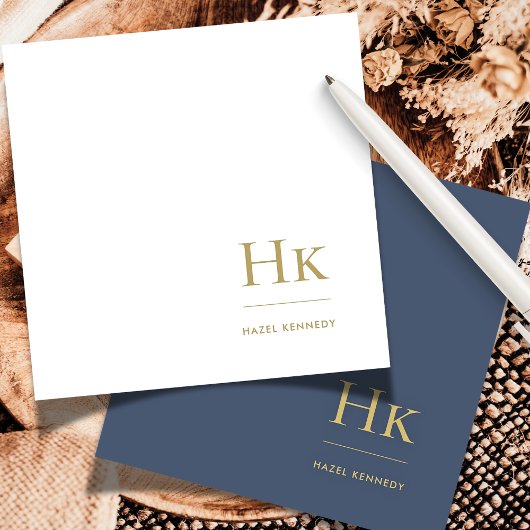 De Correspondance Monogram Marine or Simple Elegant Carte pour notes